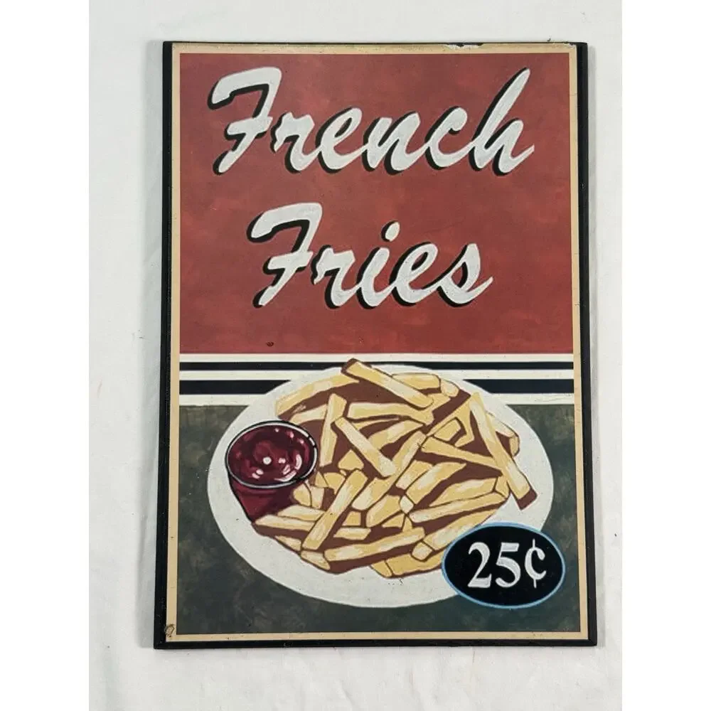 2 Retro Vintage 3D Ceramic Wall Decor French Fries‎ And Hamburgers
